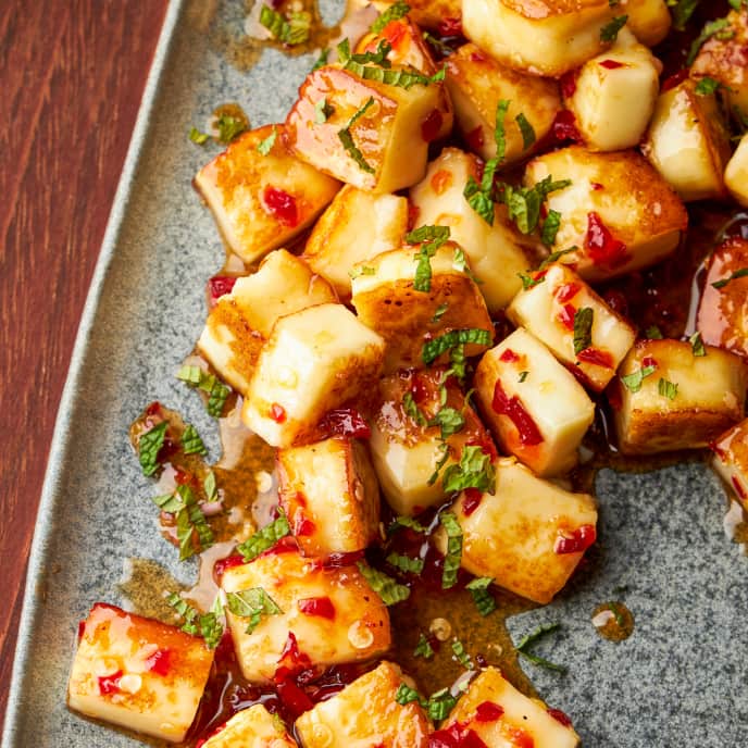 PanFried Halloumi with Cherry Pepper Glaze America's Test Kitchen Recipe