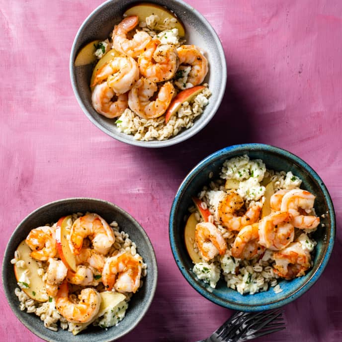 Shrimp with Warm Barley Salad America's Test Kitchen Recipe