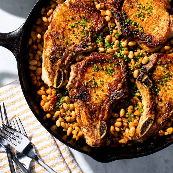 Cast Iron Pork Chops and Barbecue Beans Cook's Country