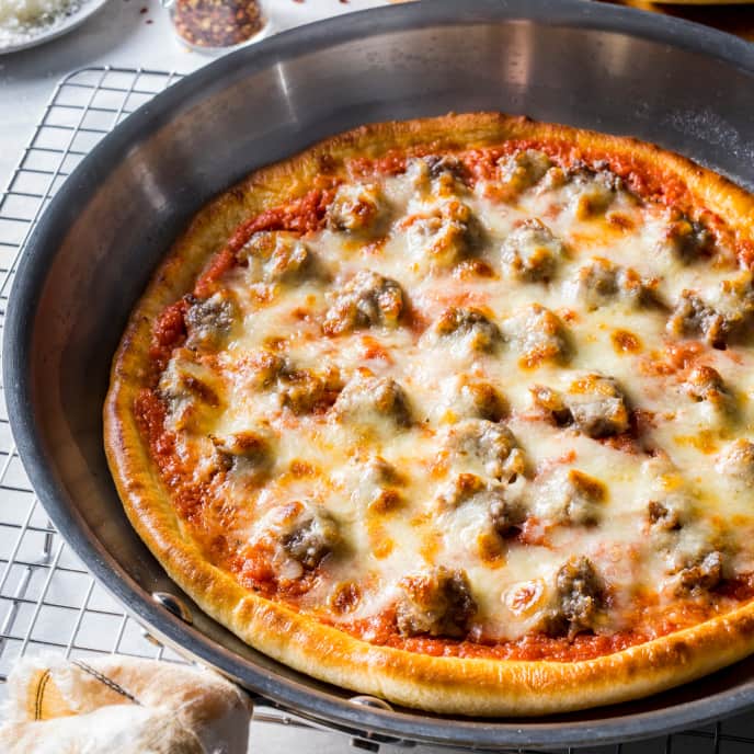 Skillet Sausage and Cheese Pizza America's Test Kitchen Recipe