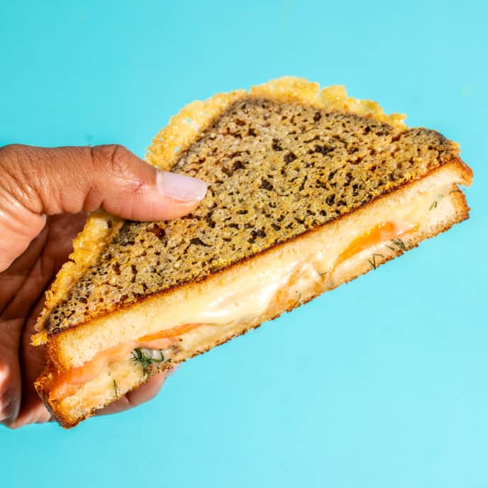 Gruyère-Crusted Grilled Cheese with Smoked Salmon