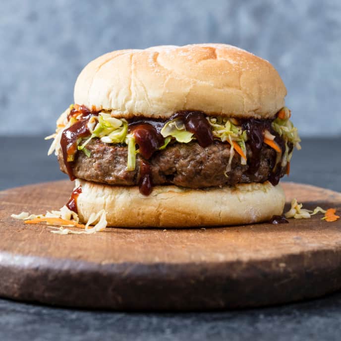 Grilled Smokehouse Barbecue Burgers with Coleslaw America's Test