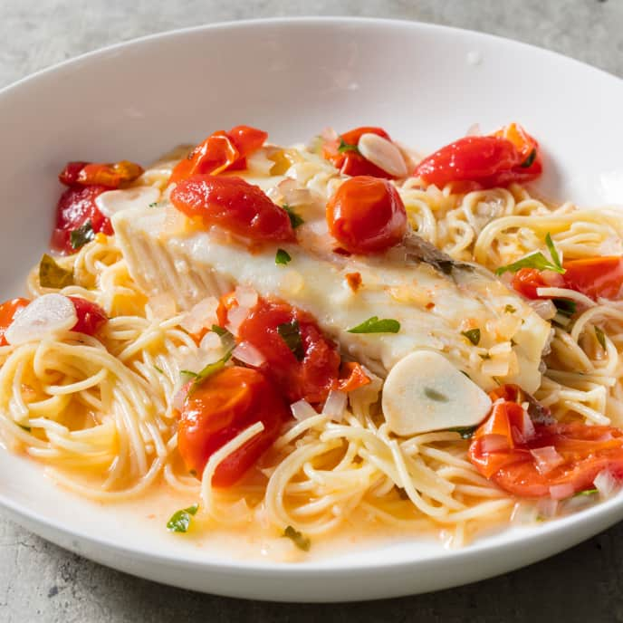 Pesce All'Acqua Pazza (Southern Italian Poached Fish) with Pasta