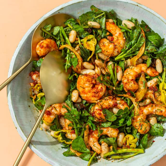 AirFryer Spicy Roasted Shrimp and Fennel Salad with Cannellini Beans