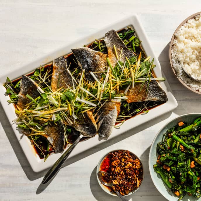 Sizzling Steamed Fish with Chinese Broccoli and Chili Crisp America's