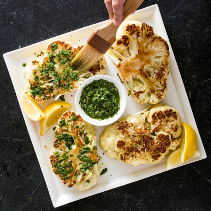 Vegan Cauliflower Steaks with Salsa Verde America's Test Kitchen Recipe