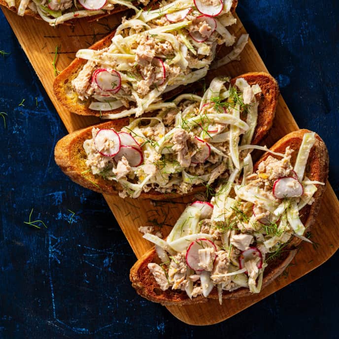Tuna, Fennel, and Radish Salad Toasts America's Test Kitchen Recipe