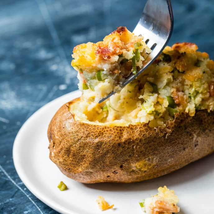 Twice-Baked Potatoes with Bacon and Cheddar Cheese