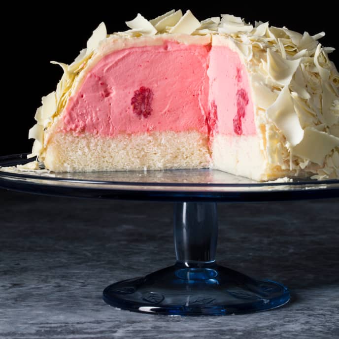 Raspberry–White Chocolate Bombe