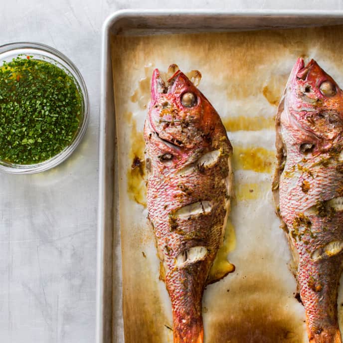 Whole Roast Snapper with Citrus Vinaigrette America's Test Kitchen Recipe