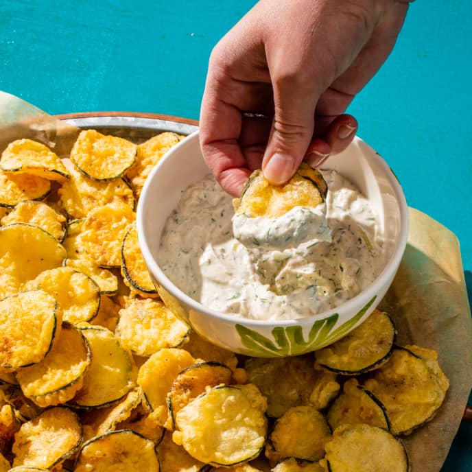 Zucchini Chips with Tzatziki