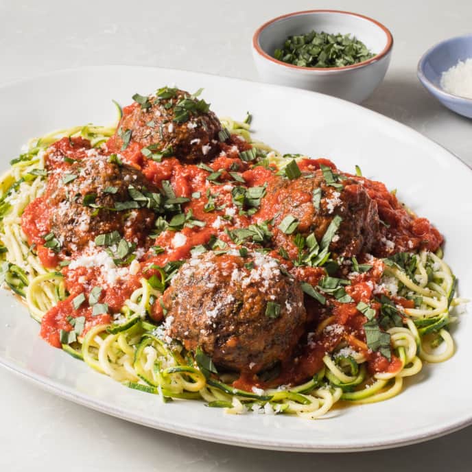 AirFryer Big Italian Meatballs with Zucchini Noodles America's Test