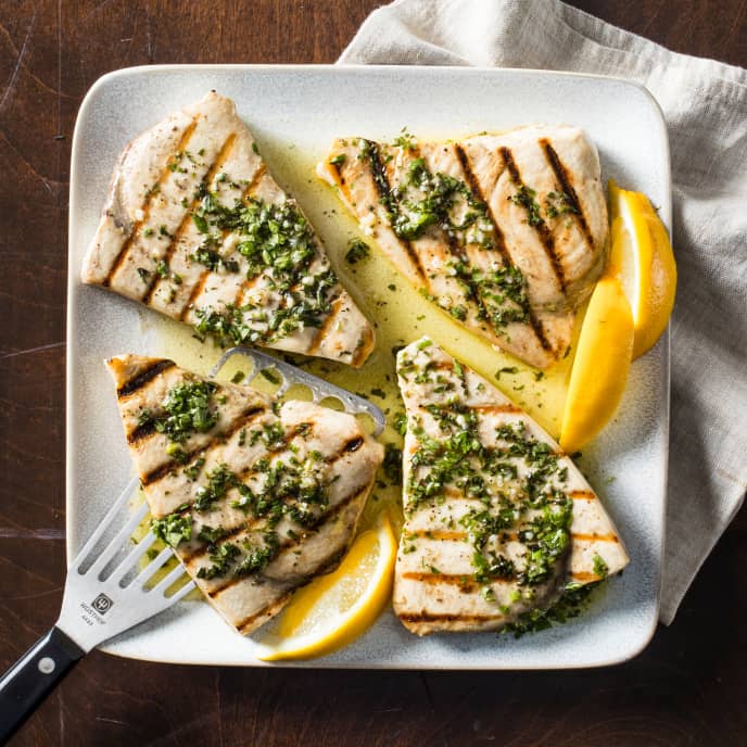 Italian Grilled Swordfish with Citrusy Herb Sauce America's Test