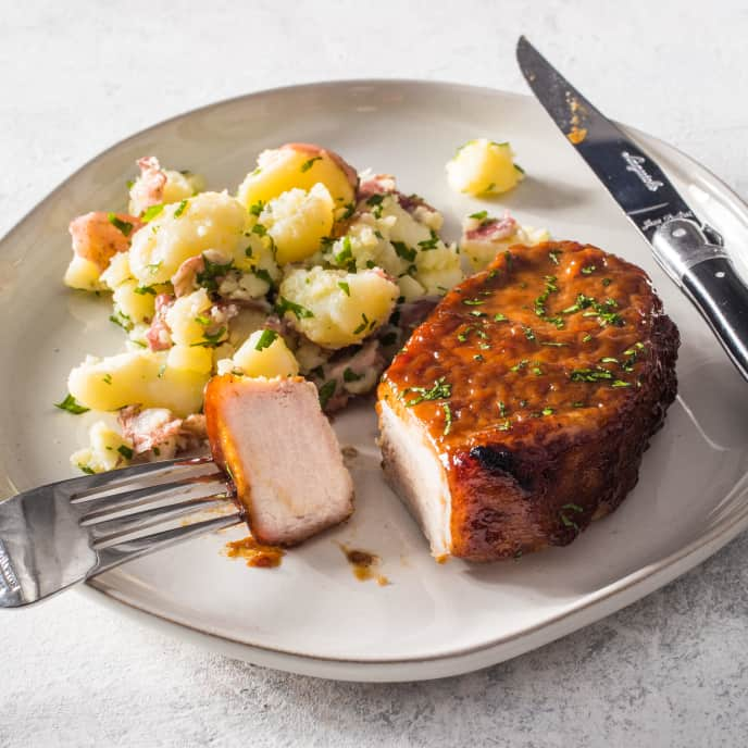 Mustardy Apple Butter–Glazed Pork Chops for Two