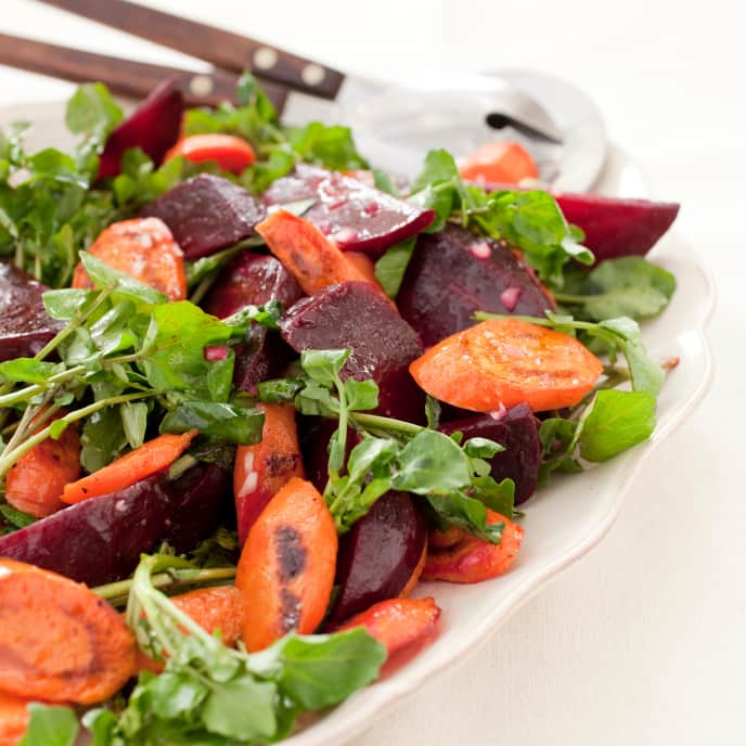 Roasted Beet and Carrot Salad with Watercress