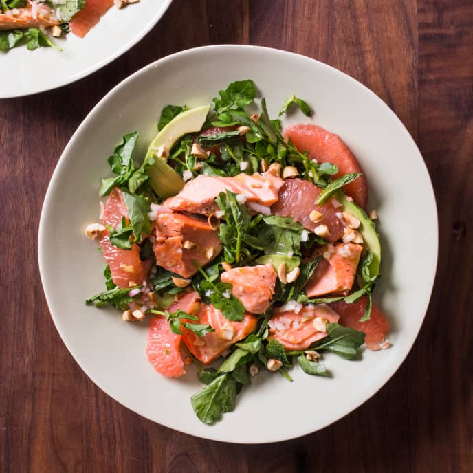 Salmon, Avocado, Grapefruit, and Watercress Salad America's Test