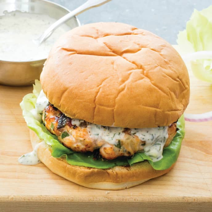 Gas-Grilled Salmon Burgers