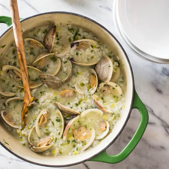 SpanishStyle Brothy Rice with Clams and Salsa Verde America's Test