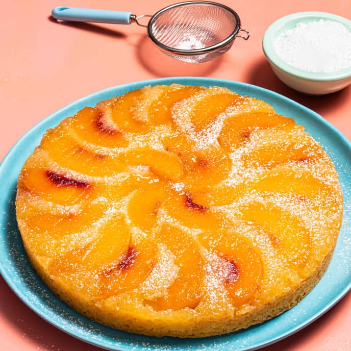 Summer Peach Upside Down Cake in Partnership with KitchenAid