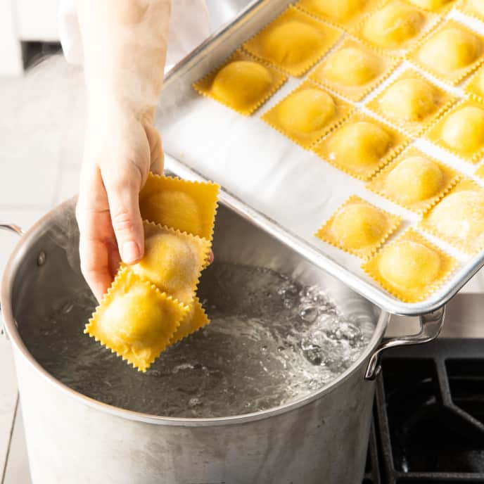 Rolling out goat cheese and peas ravioli with KitchenAid R…