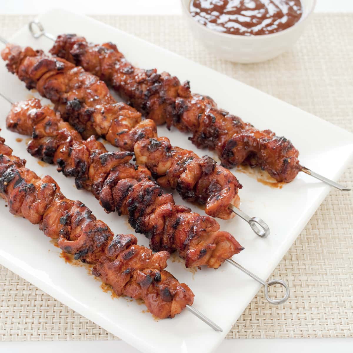 Charcoal Grilled Barbecued Chicken Kebabs