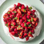 Strawberry, Lime, and Basil Pavlova with Whipped Cream
