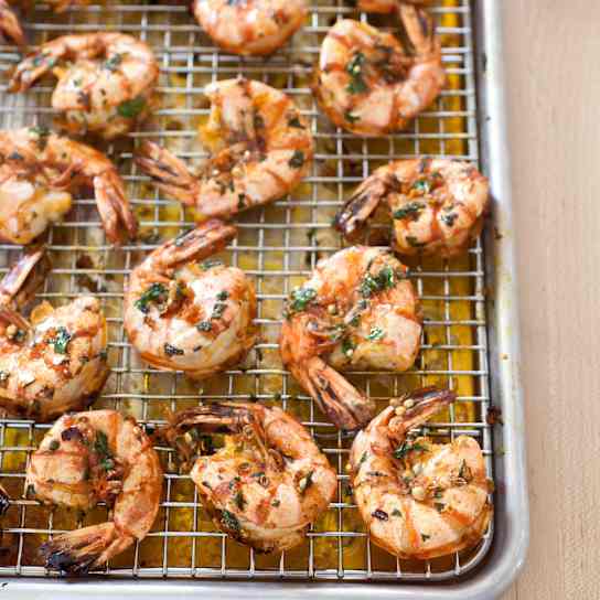 Garlicky Roasted Shrimp with Cilantro and Lime