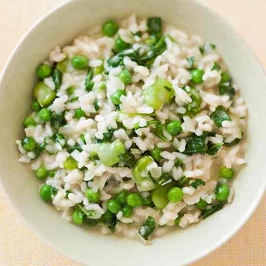 Spring Risotto with Peas, Fava Beans, and Arugula