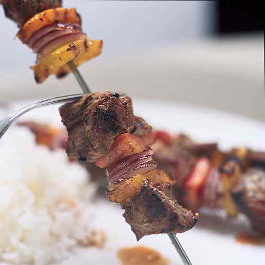 Charcoal-Grilled Shish Kebab in a Garlic and Cilantro Marinade with Garam Masala