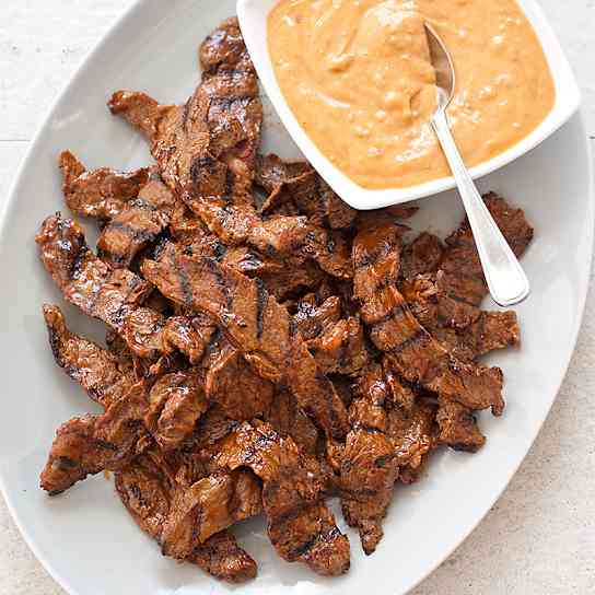 Grilled Beef with Peanut Sauce
