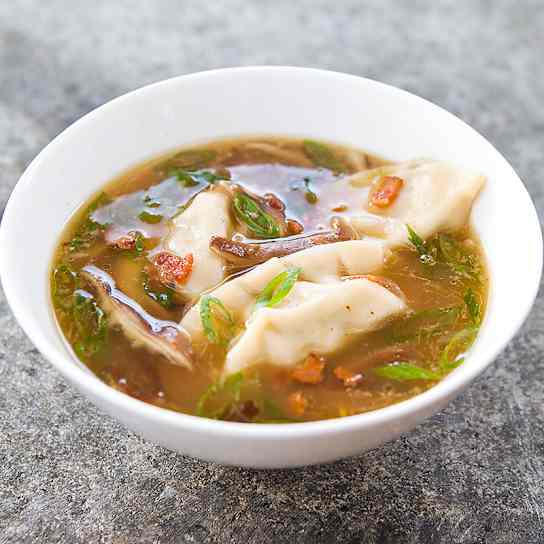 Quick Dumpling and Bacon Soup