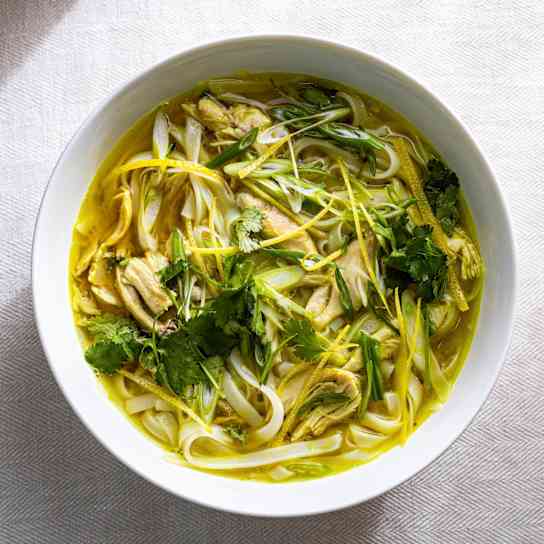 Chicken Noodle Soup with Turmeric, Ginger, and Lemongrass