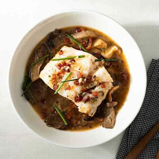 Brothy Cod with Mushrooms