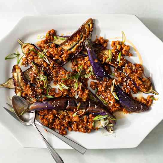 Seared Eggplant with Spicy Pork