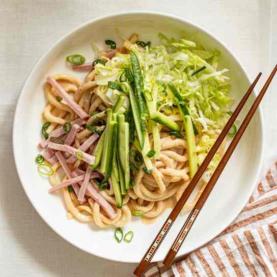 Cold and Creamy Peanut Noodles with Ham