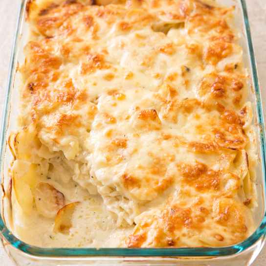 Scalloped Potatoes with Chipotle Chile and Smoked Cheddar Cheese
