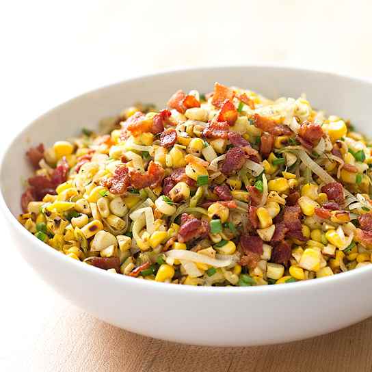 Sauteed Corn with Bacon and Leeks