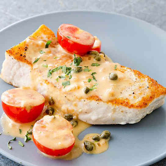 Pan-Seared Swordfish with Creamy Dijon-Caper Sauce
