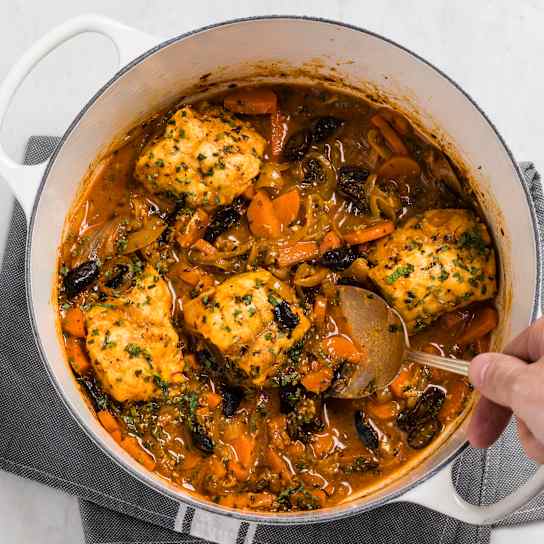 Braised Monkfish with Saffron and Cured Olives