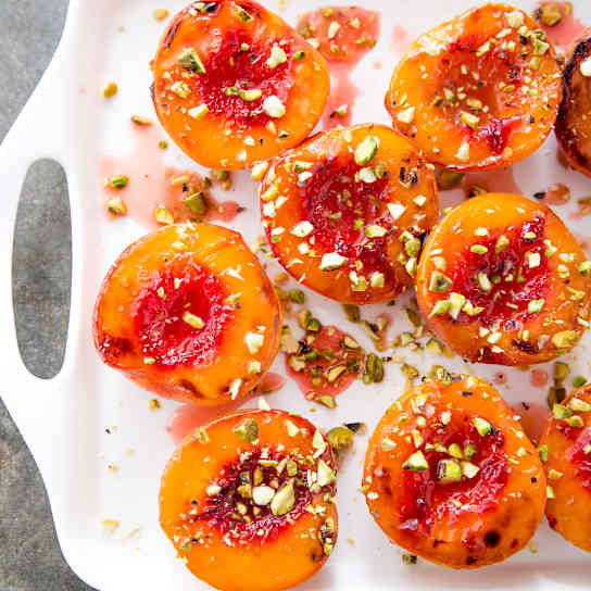 Raspberry-Glazed Peaches