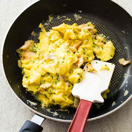 Smoked Trout and Chive Breakfast Scramble