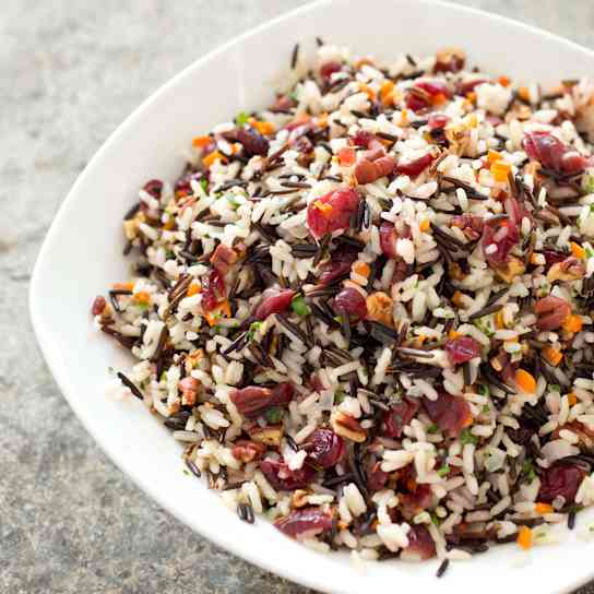 Wild Rice Pilaf with Pecans and Dried Cranberries