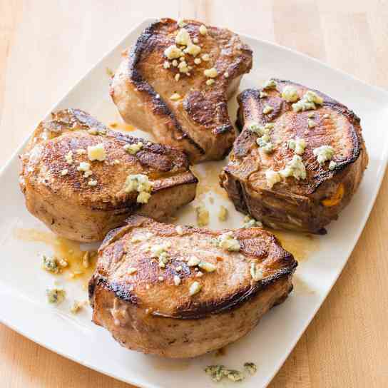 Thick-Cut Pork Chops with Spinach and Fontina Stuffing