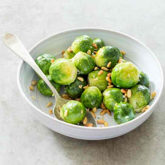 Brussels Sprouts with Garlic and Pine Nuts