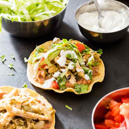 Tomatillo Chicken Tostadas