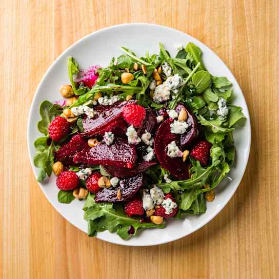 Marinated Beet Salad with Raspberries and Blue Cheese