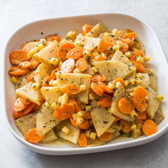 Braised Carrots and Celery Root with Apple