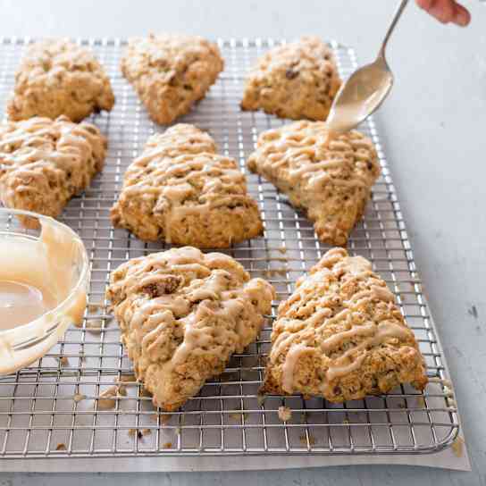 Glazed Maple-Pecan Oatmeal Scones