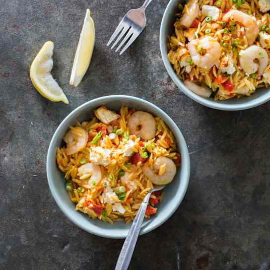 Mediterranean-Style Shrimp and Orzo Casserole