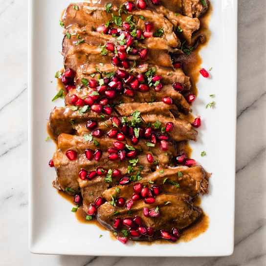 Braised Brisket with Pomegranate, Cumin, and Cilantro